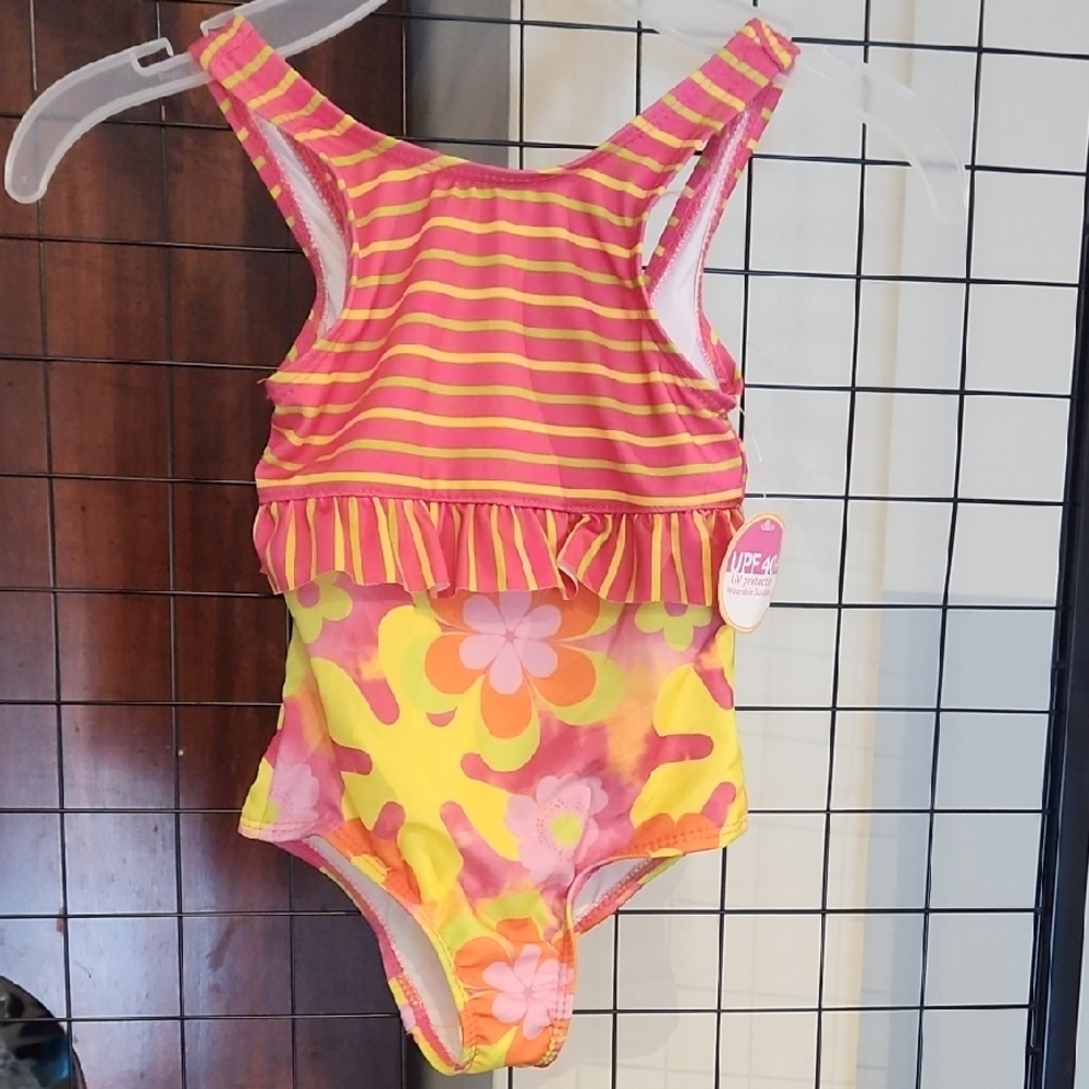 Striped and Floral One-Piece Swimsuit